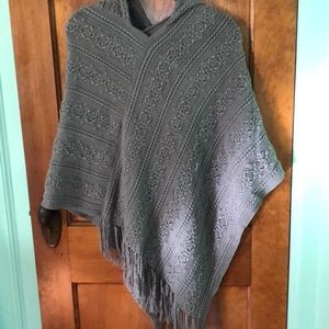 Grey hooded shawl